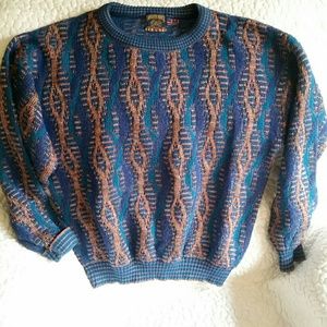 Vintage Sweater House Medium USA Argyle Knit Crew